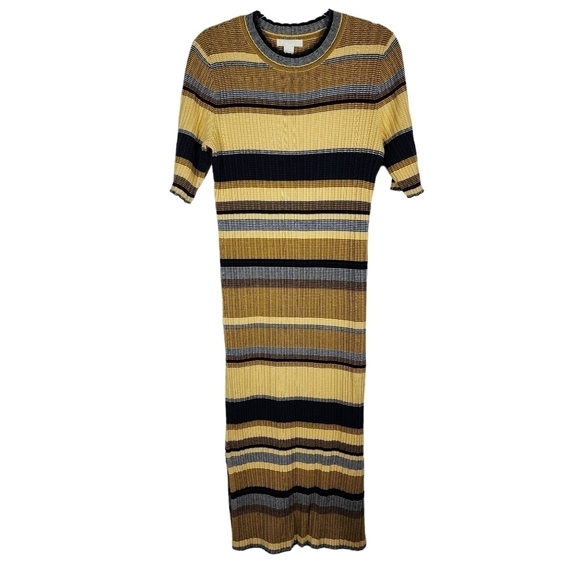 H&M STRIPED SHORT SLEEVE FORM FITTING DRESS - Picture 3 of 8